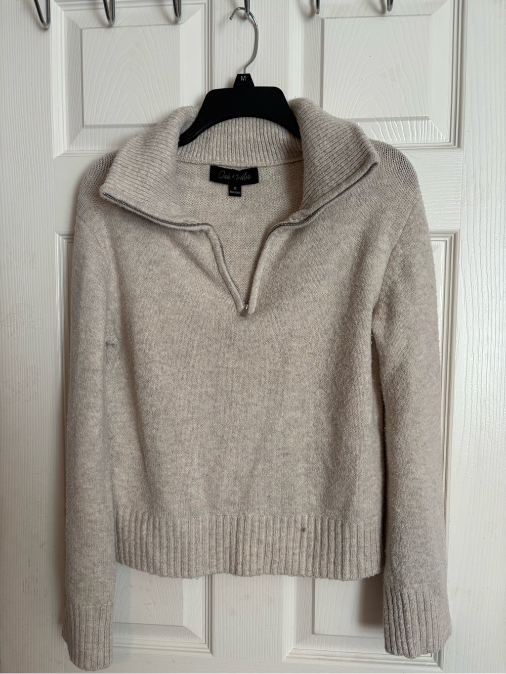 Club Monaco Cream Half-Zip Turtleneck Sweater